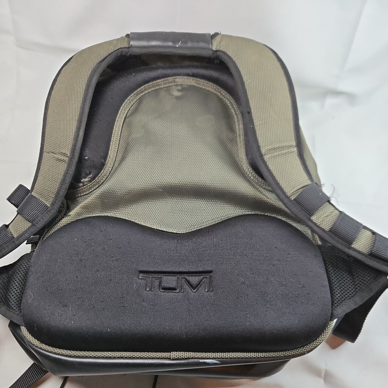 TUMI T2 Backpack Excursion Carry On Travel Bag Ballistic Leather Olive Black gallery