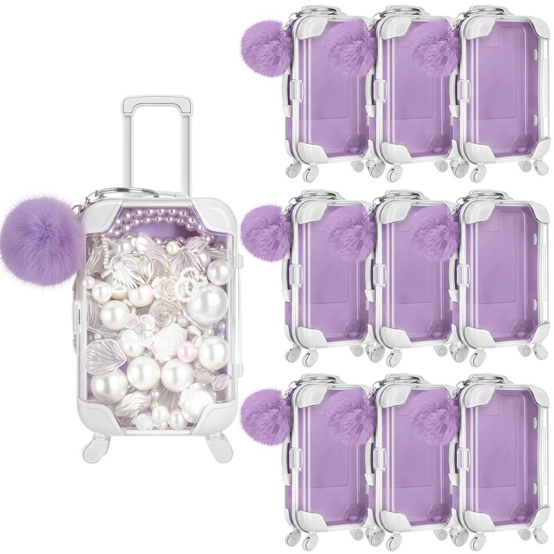 VioraWhite 20Pcs Mini Suitcase Storage Box Plush Ball Keychain Party Favors Purp