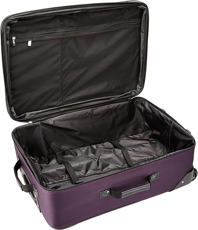 Rockland 2 Piece Expandable Softside Luggage Set Carry On Tote Bag Purple gallery