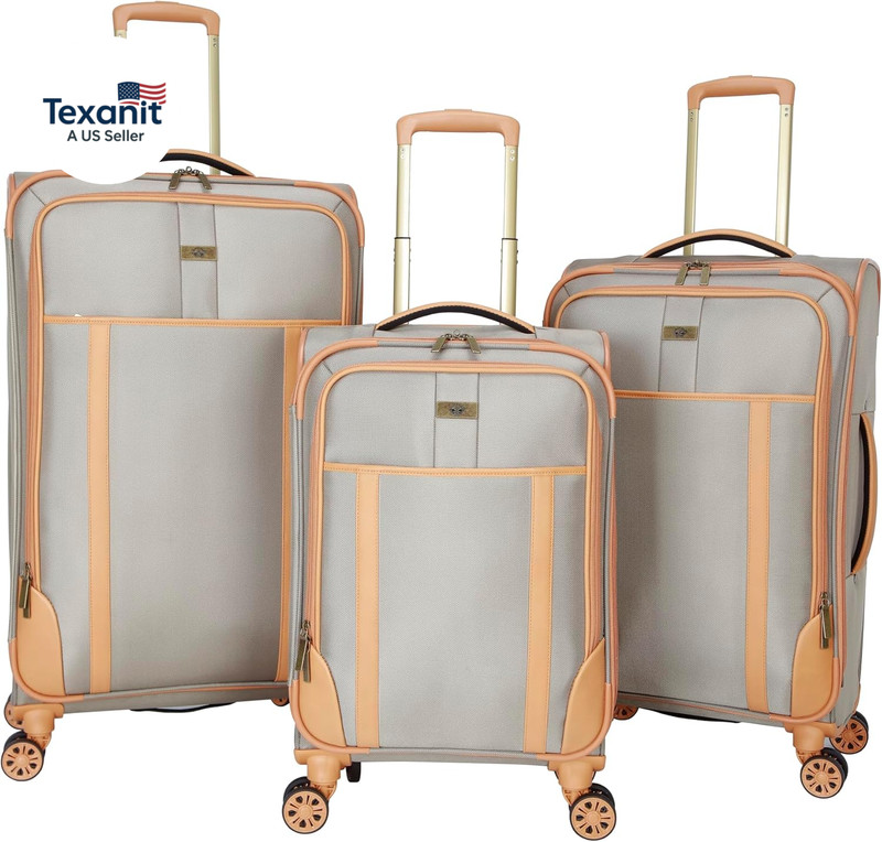 Seahorse Softside Expandable 8-Wheel Spinner Travel Checked Luggage, 3-Piece Set