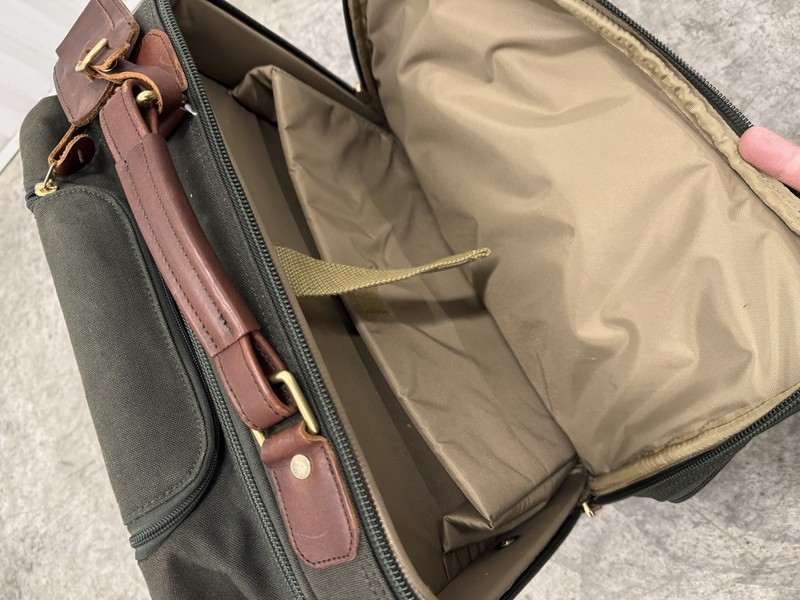 Orvis Battenkill Rolling Briefcase Business Class Bag Leather Green Canvas 16x14 gallery