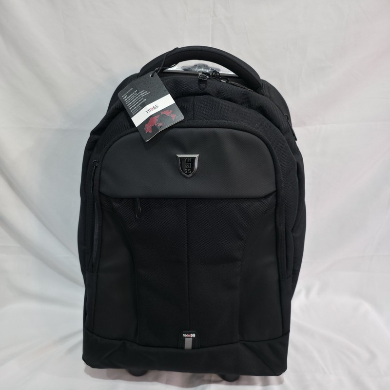 Rolling Backpack YH & GS Wheels for Business College Student Black Waterproof