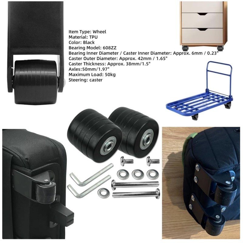 Wear-Resistant Suitcase Wheels Set – 42mm x 38mm