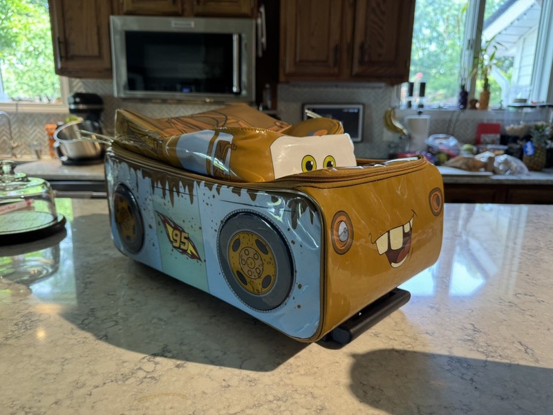 Disney Pixar Cars SUPER RARE Mater Rolling Luggage Kids Vacation Bag 3D Wheels