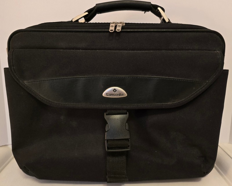 SAMSONITE EXPANDABLE BRIEFCASE COMPUTER BAG BLACK MULTI COMPARTMENTS ZIPPED