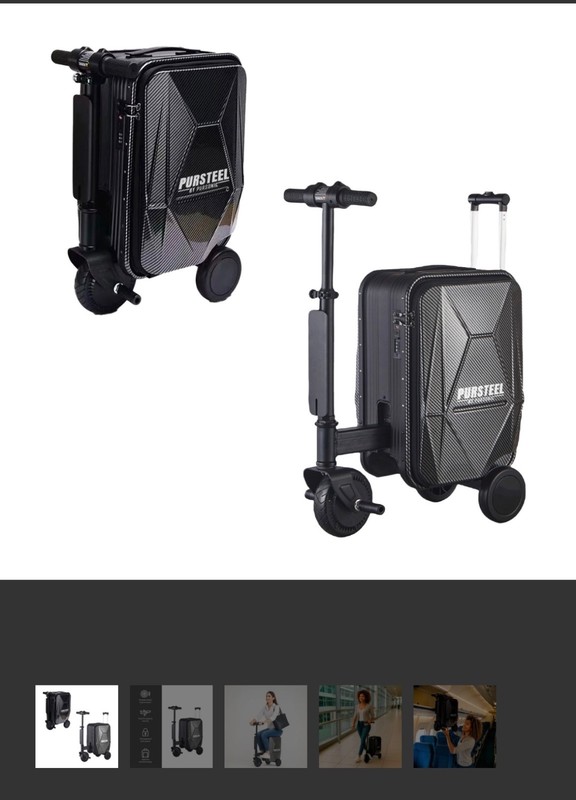 Pursonic Ride-On Motorized Suitcase Model PSEL23 Black 26-38L Capacity.