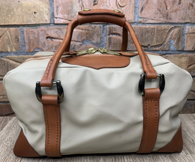 King Ranch Weekender Carry On Travel Bag Tan Leather Trim Handles 14x8x8