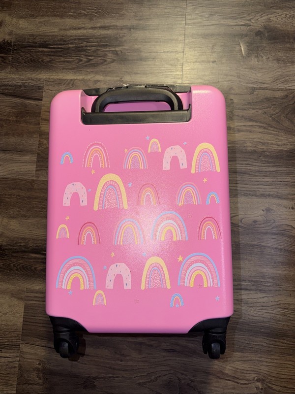 Hardside Suitcase Set with Backpack Rainbow Pattern Pink for Travel Girls New