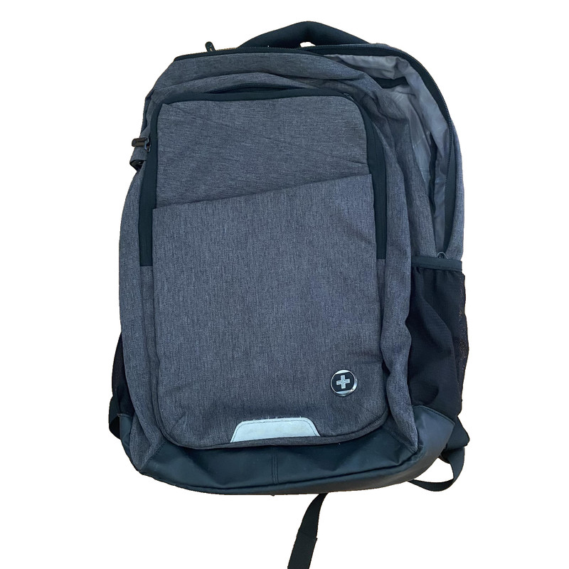 Swissdigital Smart Backpack Gray Laptop Travel Bag 19″ Large USB Charging Port