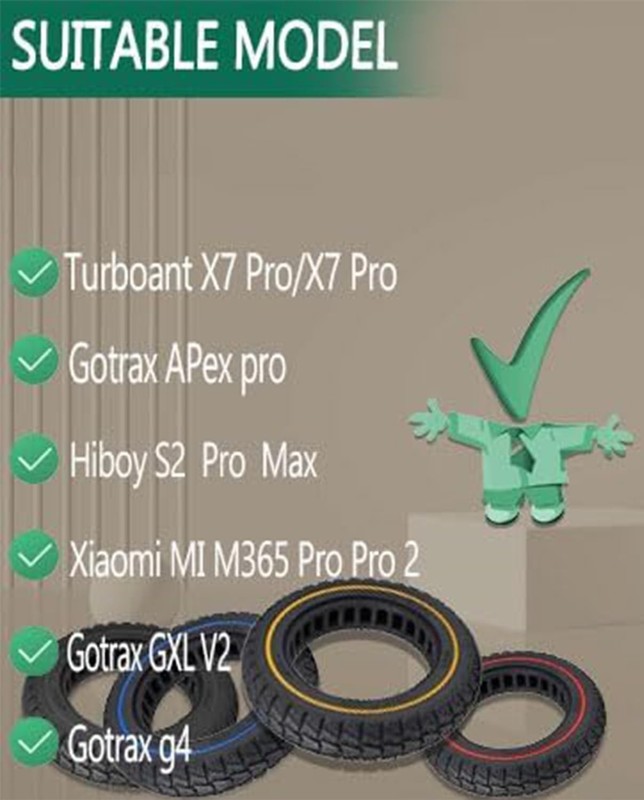 10 Inch Solid Tire Replacement for Electric Scooters, 10x2.125 Tubeless Tyres gallery