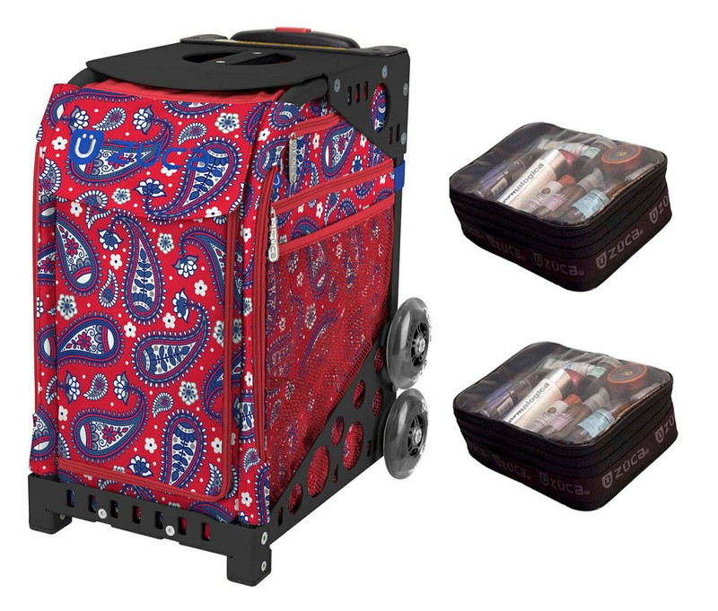 Zuca Sport Bag – Paisley in Red with 2 Small Utility Pouch (Black non-Flashing