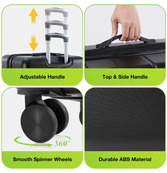 GIANNA 3-Piece Hardside Luggage Set with Spinner Wheels & TSA Lock gallery