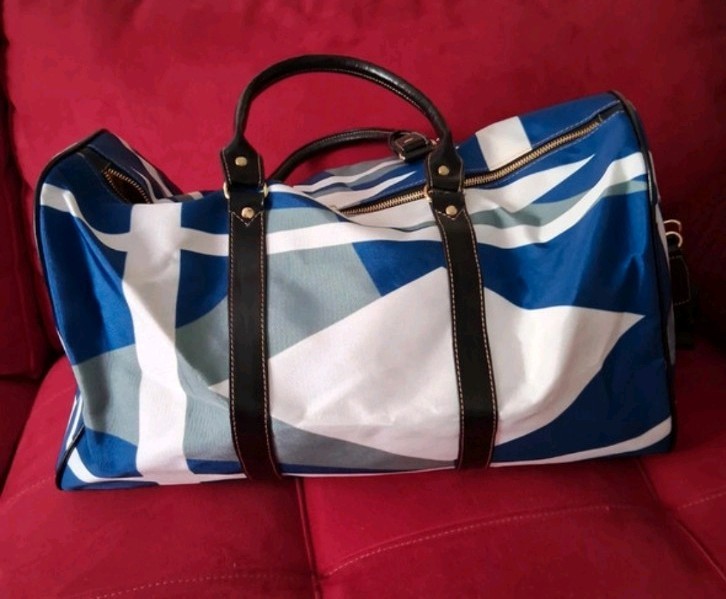 Blue White Gray Abstract Pattern Duffle Bag Carry On Soft Case