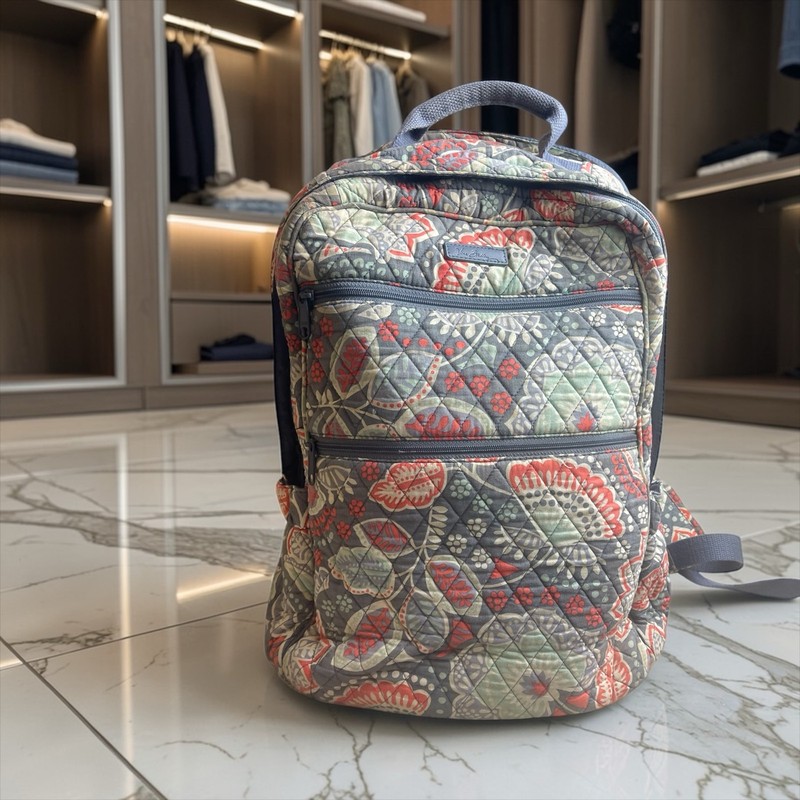 Vera Bradley Quilted Backpack Multicolor Floral Campus Travel Bag
