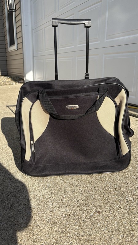 Concourse Black/Beige Solid Carry-On Rolling Duffel Bag Retractable Handle