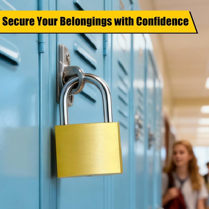 Yaocom 18 Pcs Solid Brass Keyed Padlock Small Yellow Gym Lock Strong Padlock wit gallery