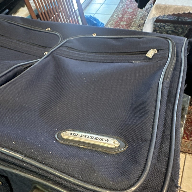 Air Express Blue Soft Case Wheeled Rolling Suitcase Travel Luggage Solid