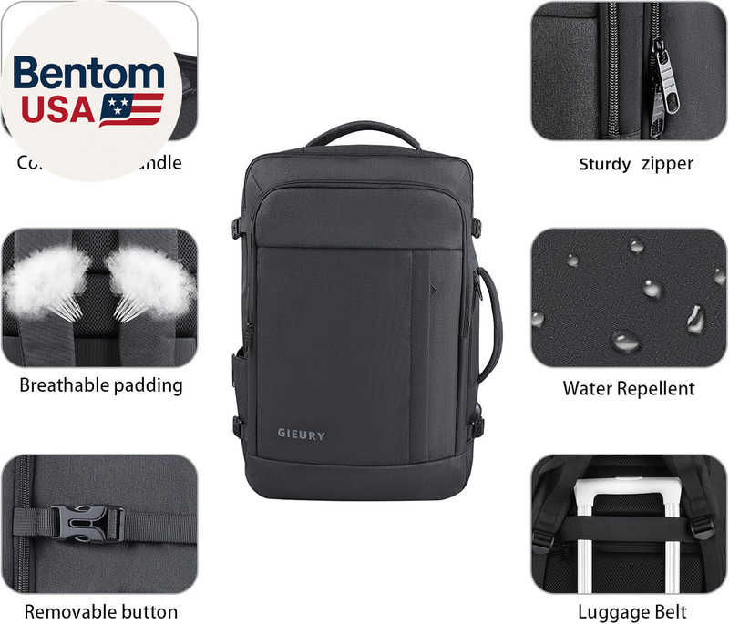 Carry on Backpack, 50L Travel Backpack, Luggage Backpack TSA Flight Approved Lap gallery