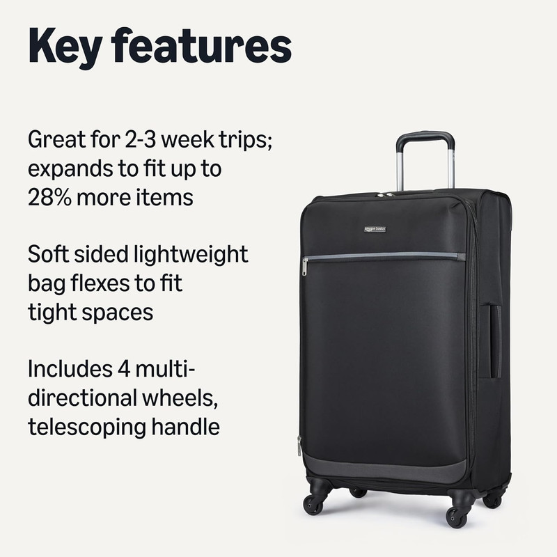 28" Large Checked Softside Expandable Suitcase with 360-Degree Multi-Directional gallery