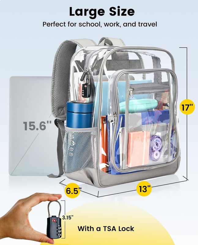 Vorspack Clear Backpack Heavy Duty - Extra Large Clear Backpacks with TSA Loc... gallery