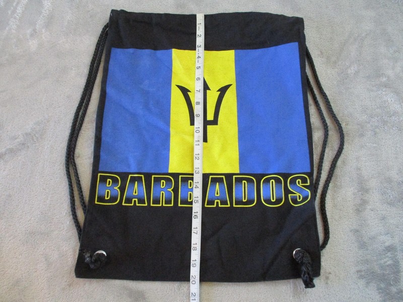 Barbados Flag Drawstring Bag Backpack Gym Sack Souvenir Black 100% Cotton Travel gallery