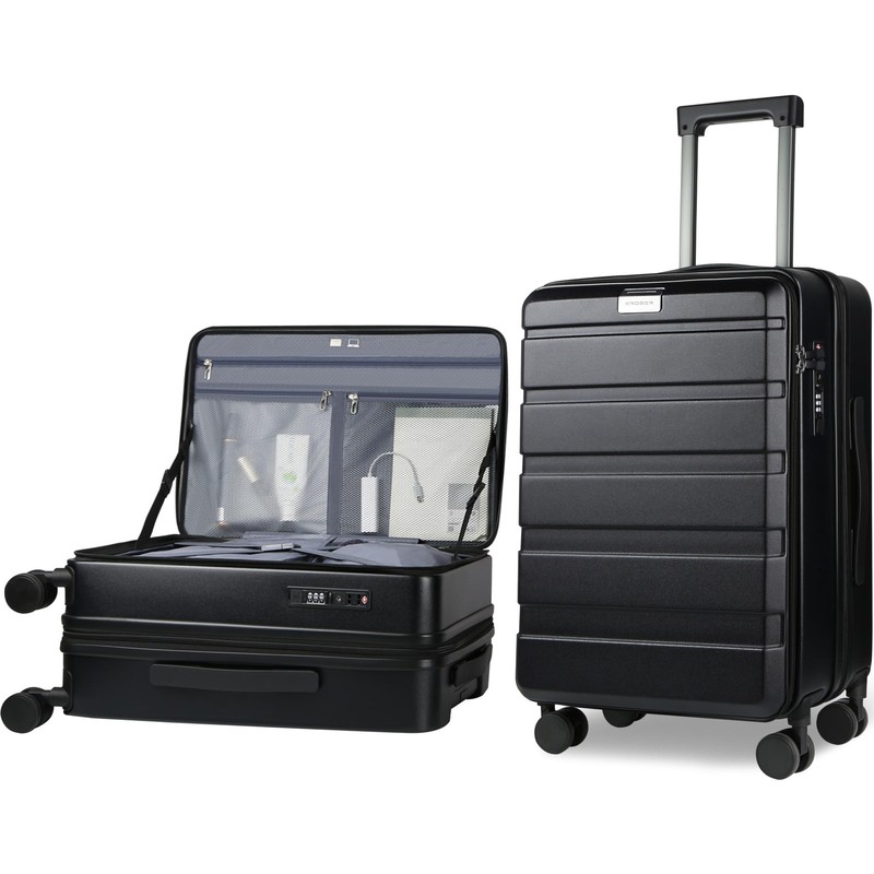 Expandable 20-Inch Carry-On Luggage with Spinner Wheels, TSA Lock, USB Port