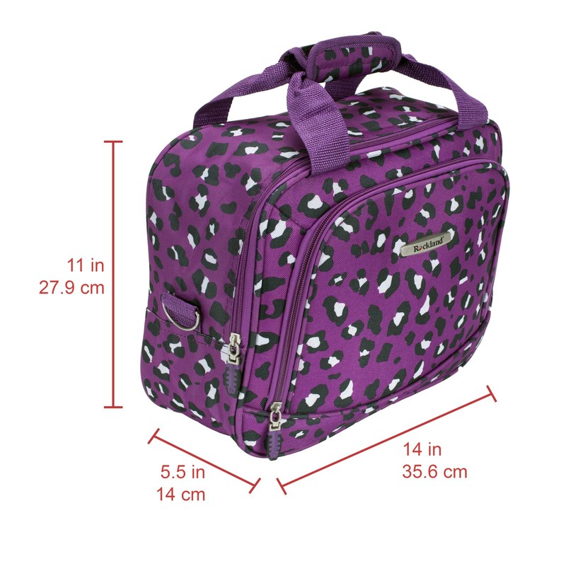 2 Piece Luggage Set Softside Expandable Spinner Upright Purple Leopard gallery
