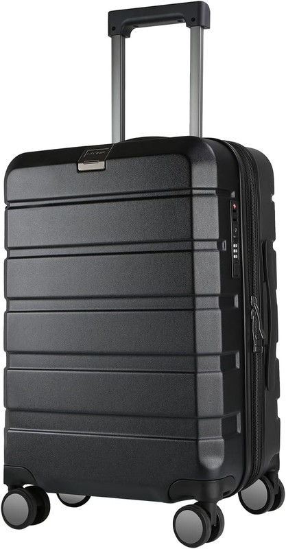 KROSER Hardside Expandable Carry On Luggage 20 Inch Black TSA Lock
