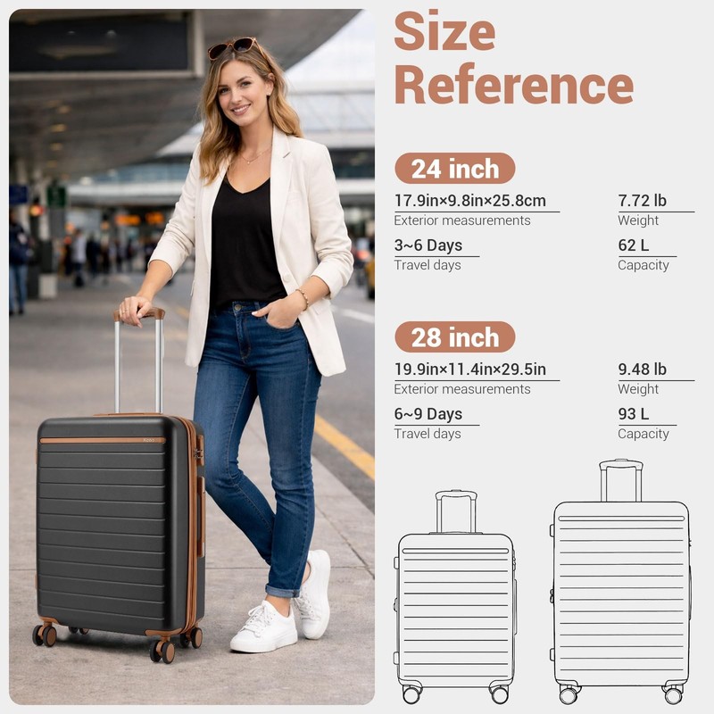 24 Inch Check In Suitcase Expandable Luggage, Business Travel Suitcase for 5-... gallery