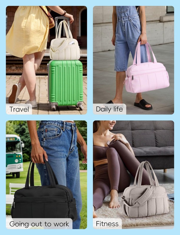 Duffle Bag for Travel Carry on Weekender Crossbody Water Resistant Beige 1 PCS gallery