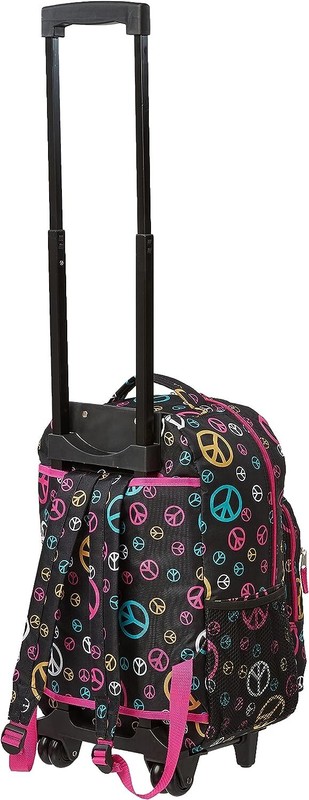 Rockland Double Handle Rolling Backpack Peace 17-Inch, NEW gallery