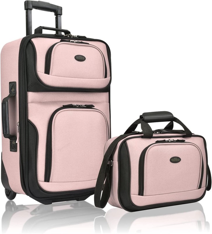 US Traveler Rio Lightweight Softside Rolling Carry-On Suitcase 2-Wheel Set