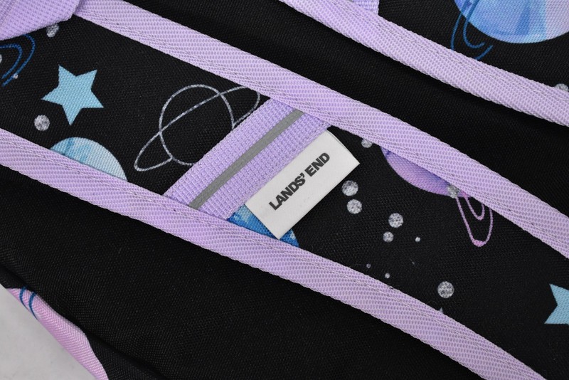 Lands' End Backpack Space Planets Print Black Purple Kids School Bag gallery