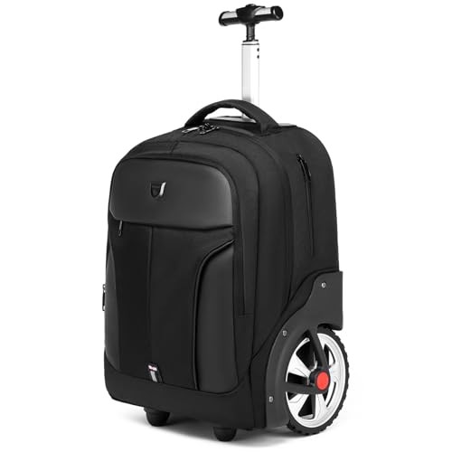 Rolling ,Waterproof Backpack with Wheels for Business, College 20inch Black