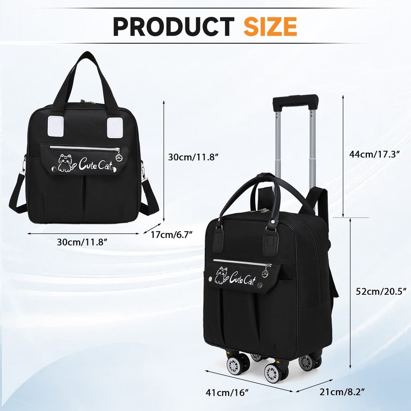 20.5" Rolling Backpack w/ Detachable Wheels & Handle Waterproof Oxford Carry-On gallery