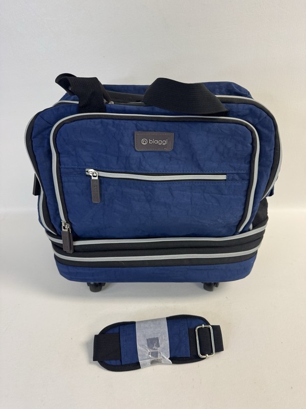 Biaggi BLUE ZipSack Foldable Rolling Spinner Duffle Suitcase NICE!
