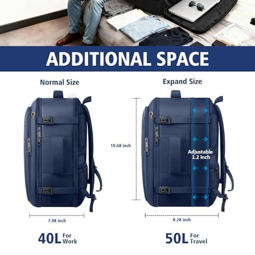 Travel Backpack 50L Flight Approved Carry on Expandable Waterproof Business gallery