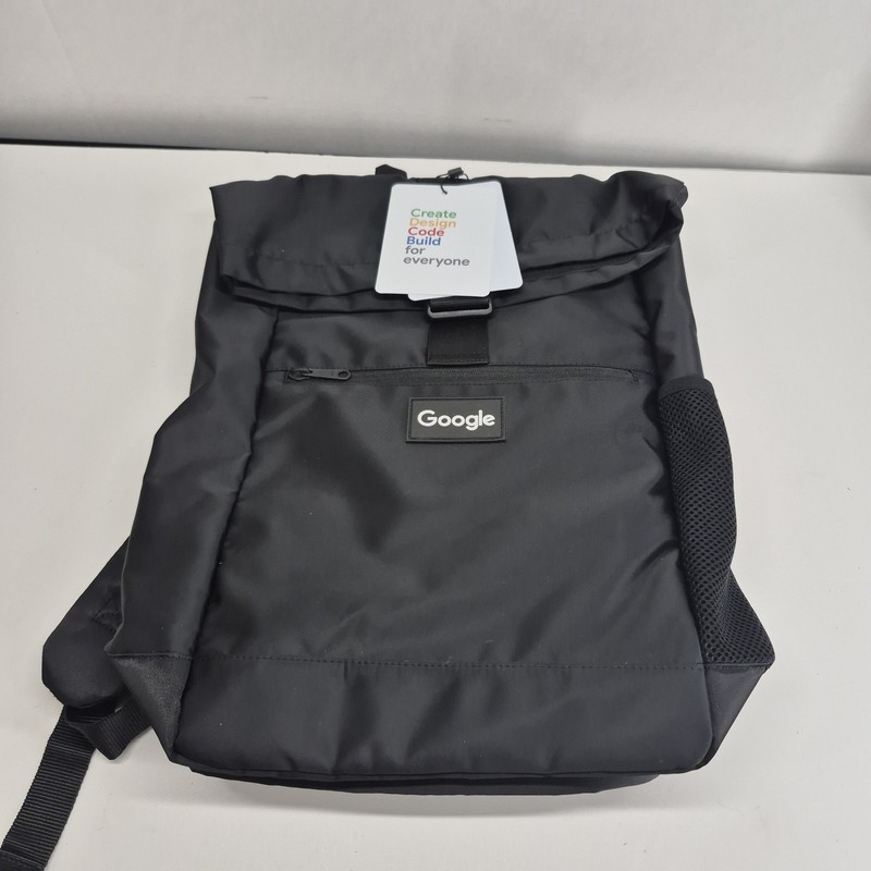 Google Black Backpack (Intern) w/ Adjustable Straps & Multiple Compartments