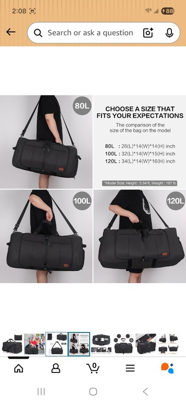 120L Foldable Collapsible Waterproof Duffel Bag for Men and Women with Shoe Com gallery