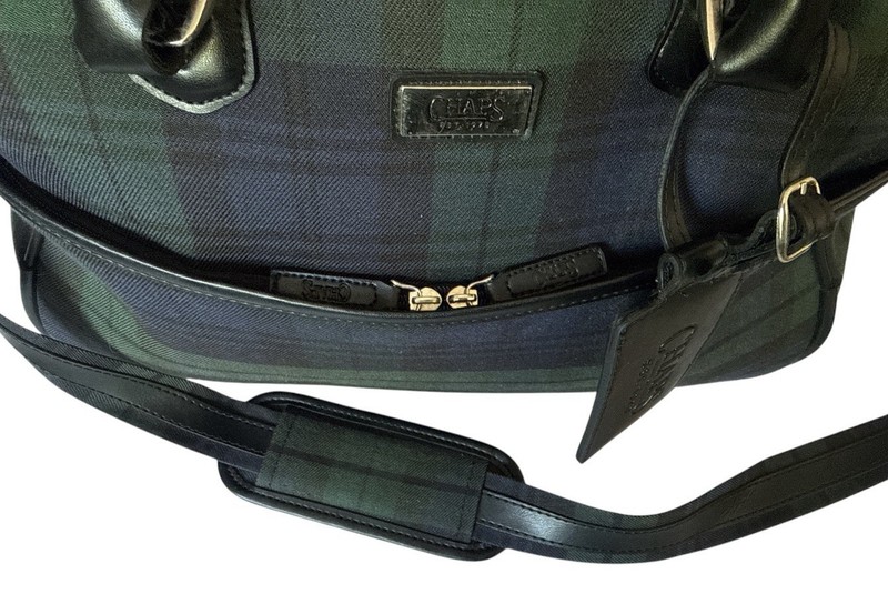 Chaps Ralph Lauren Duffel Clothe Blue Green Plaid Weekender Travel Bag gallery