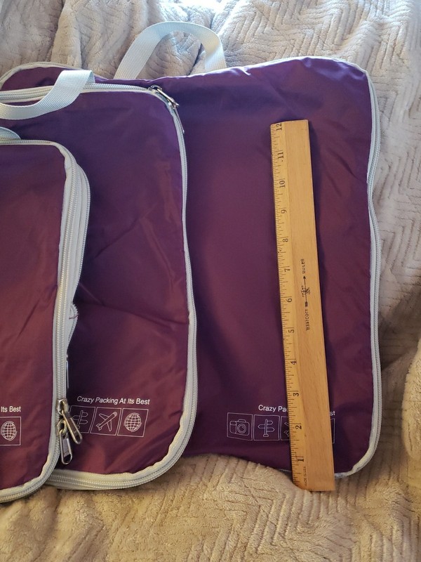 4-Piece Set Lightweight Packing System Travel Organizer Bags - Purple/gray gallery