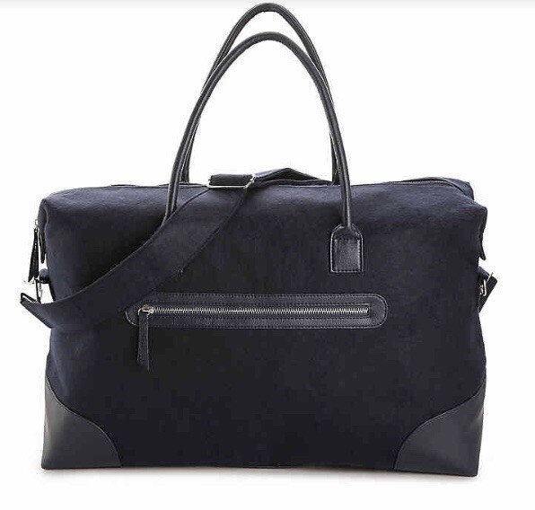 DSW Exclusive Navy Felt Duffel Weekender Travel Bag BRAND NEW