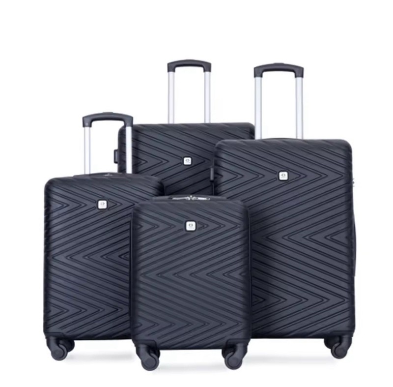 Expandable Luggage Set 4 Pc 16”20″24″28″ Black Hardshell Suitcase with TSA Lock