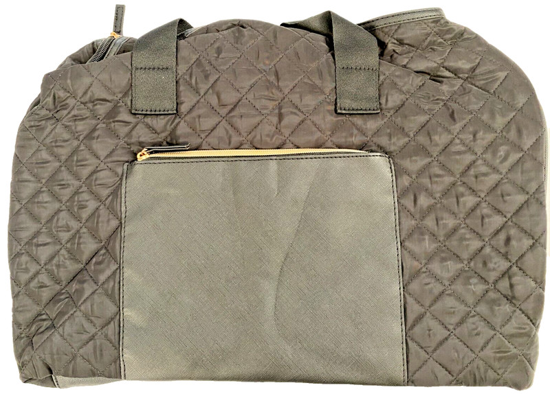 DSW Quilted Black Weekender Tote Yoga Duffel Workout Gym Carryall Bag NEW