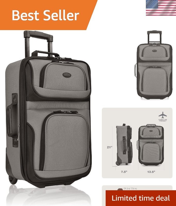 Sophisticated Rio 21-Inch Grey Softside Rolling Luggage Featuring Expandability