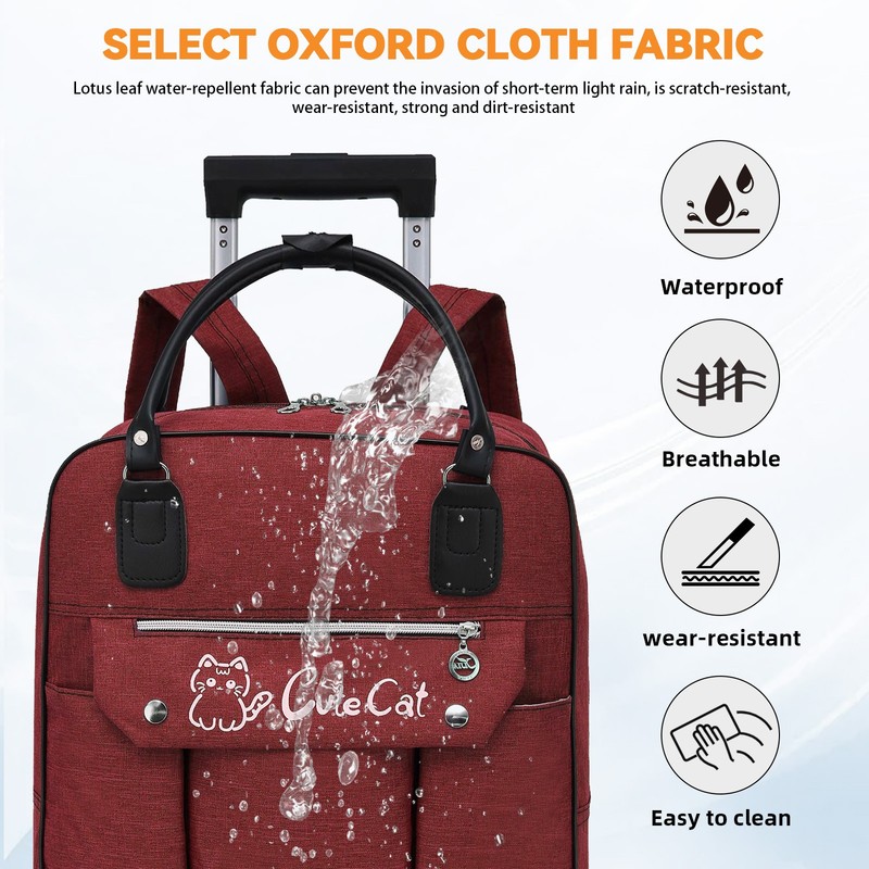 2-in-1 Trolley Backpack Waterproof Oxford Bag with Detachable Pull Rod & Wheels gallery