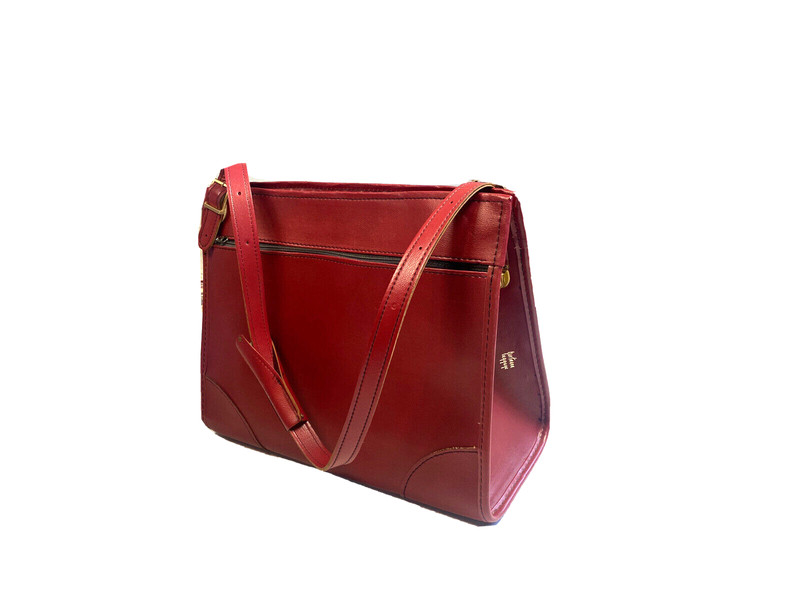 Vintage Rare Hartmann Luggage Travel Bag Red Leather Lined Carry On Shoulder