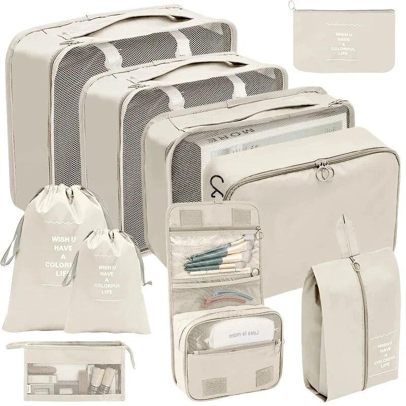 Pcs Travel Packing Cubes Set Luggage Organizer Bags Clothes Shoe Storage Pouches