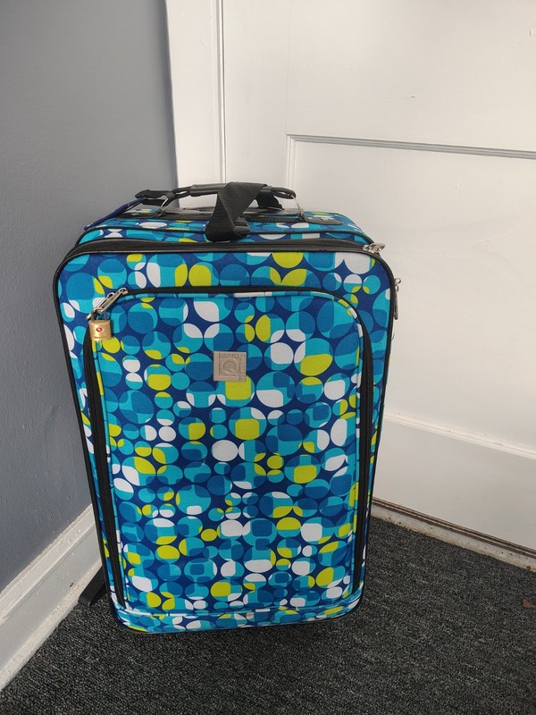 Abstract Pattern Hard-Sided Suitcase Blue Green White Wheels Retractable Handle gallery