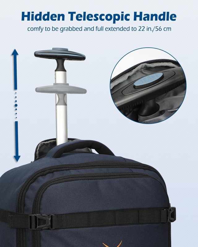 Hynes Eagle 42L Rolling Backpack Carry-on Wheels Luggage Cabin Approved Suitcase gallery